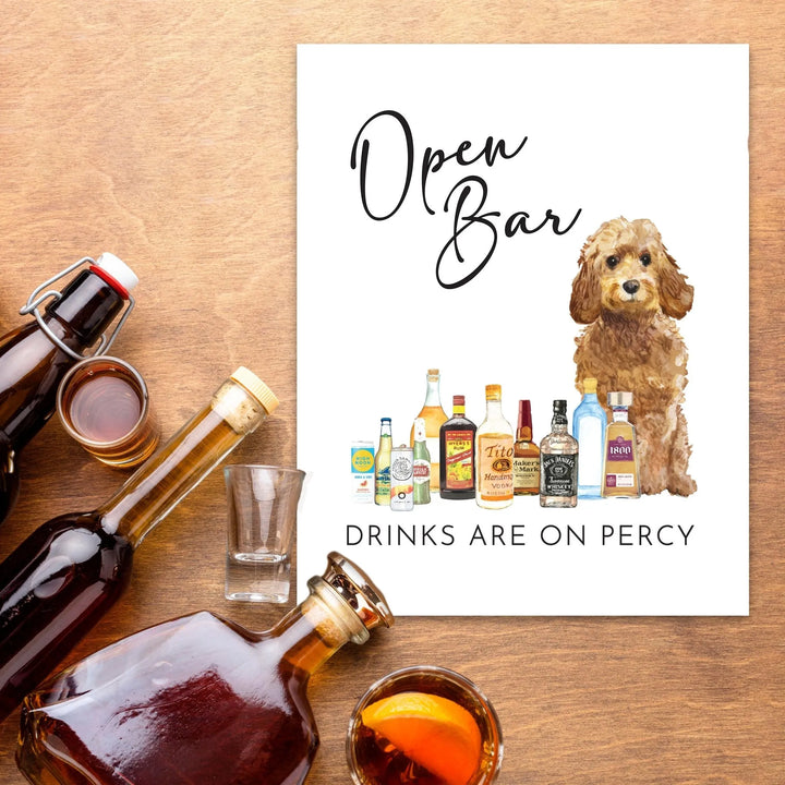 Open Bar Dog Wedding Bar Sign - iCustomLabel