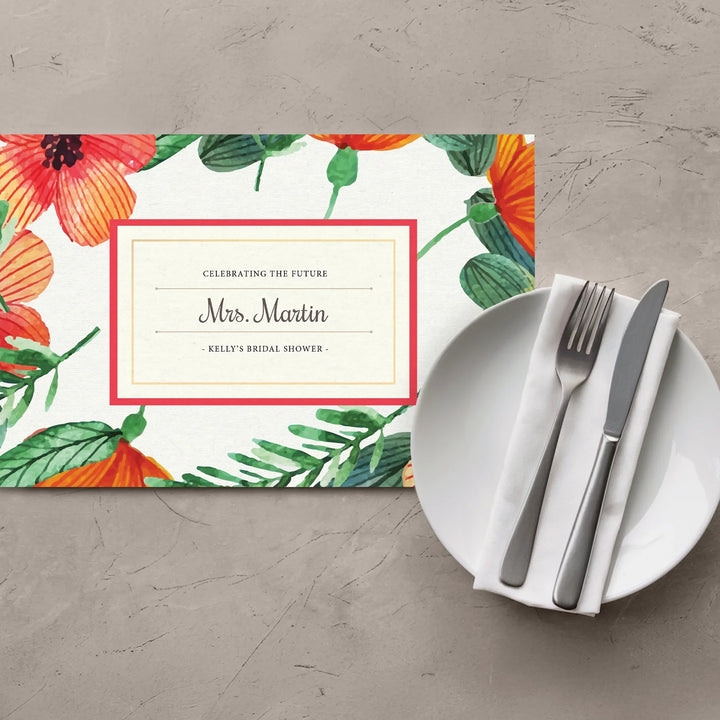 Orange Floral Bridal Shower Placemats