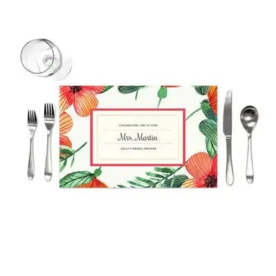 Orange Floral Bridal Shower Placemats - iCustomLabel