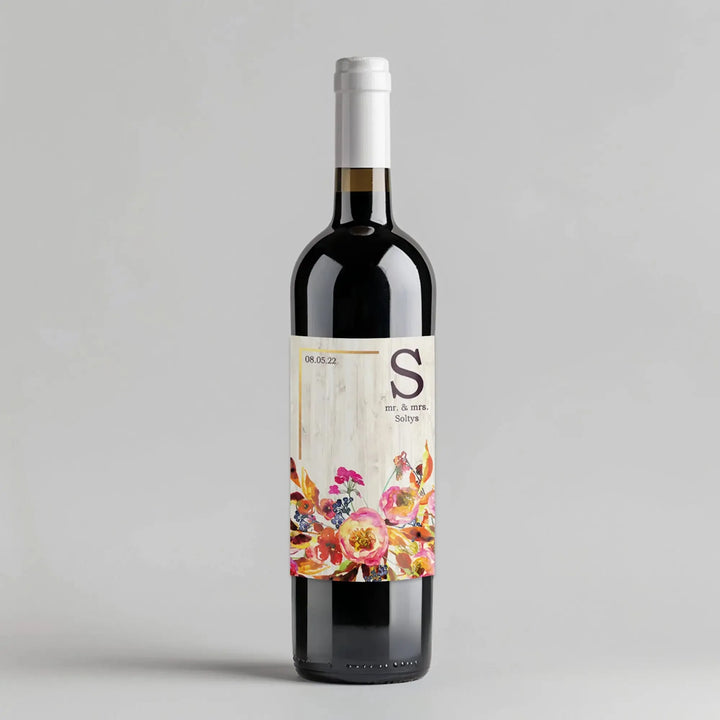 Orange Floral Wine Label - iCustomLabel