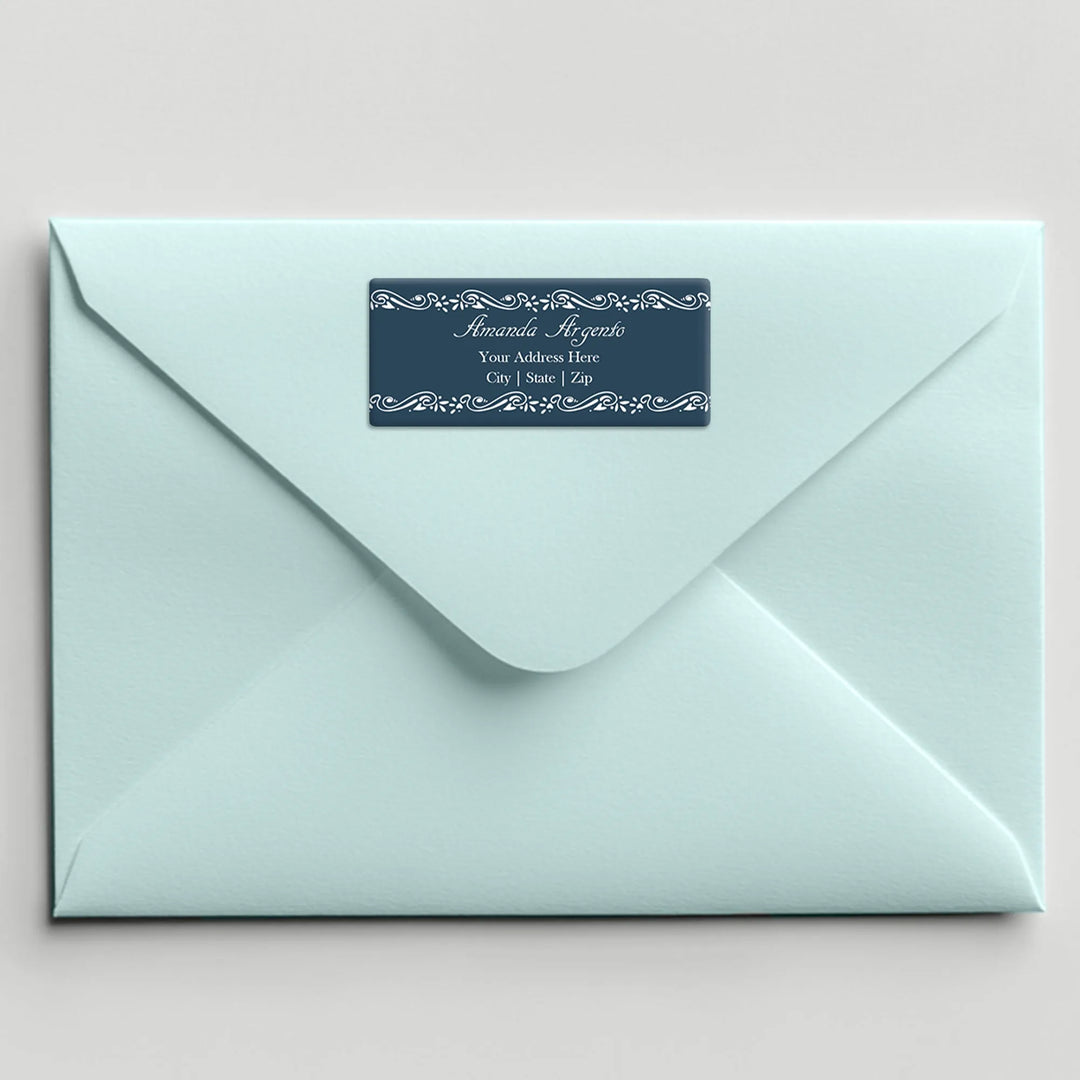Ornamental Navy Address Label - iCustomLabel