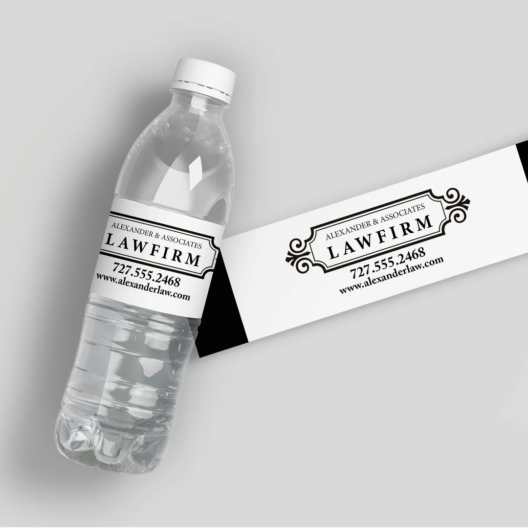 Ornate Law Firm Water Bottle Labels - iCustomLabel