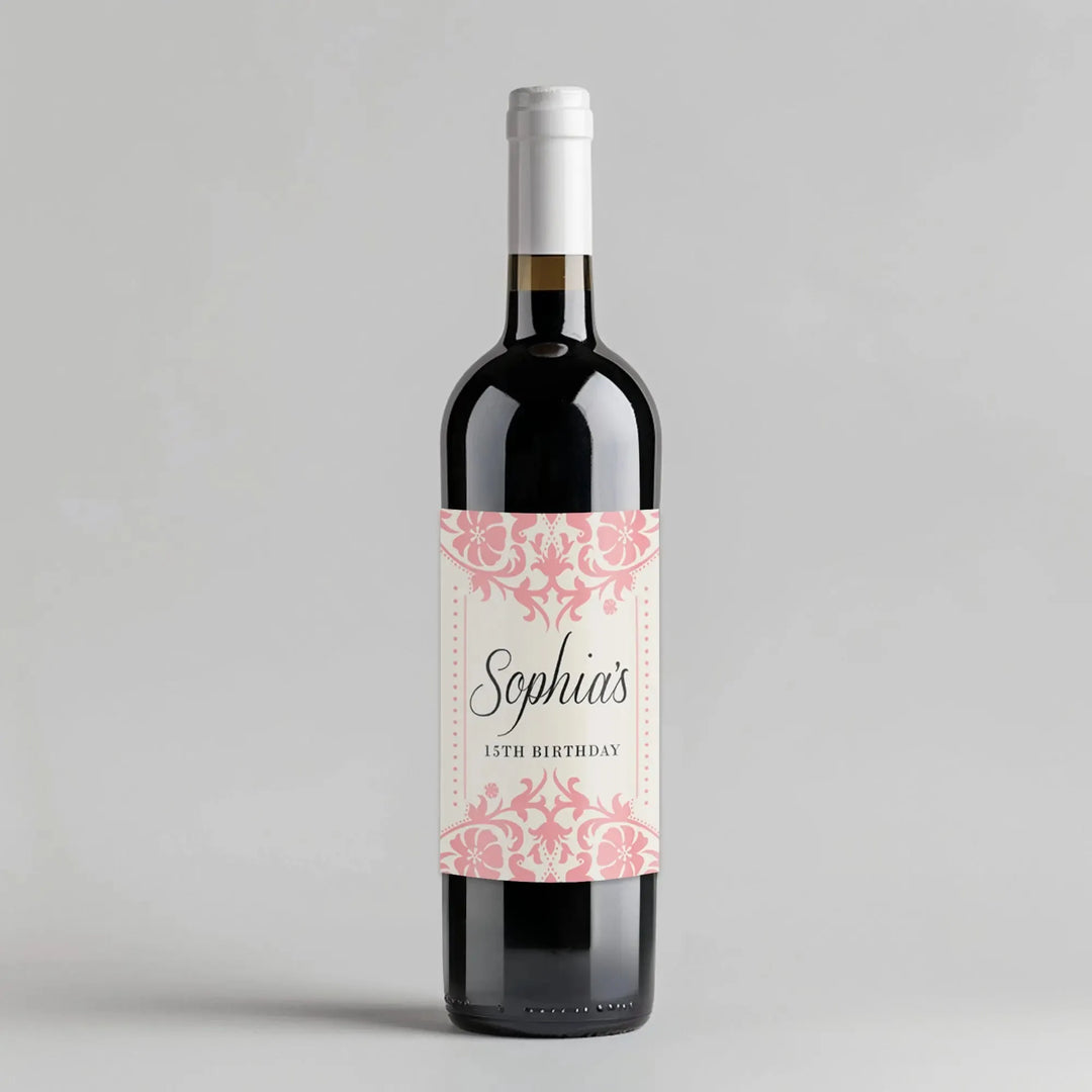 Ornate Pink Patterns Wine Label - iCustomLabel