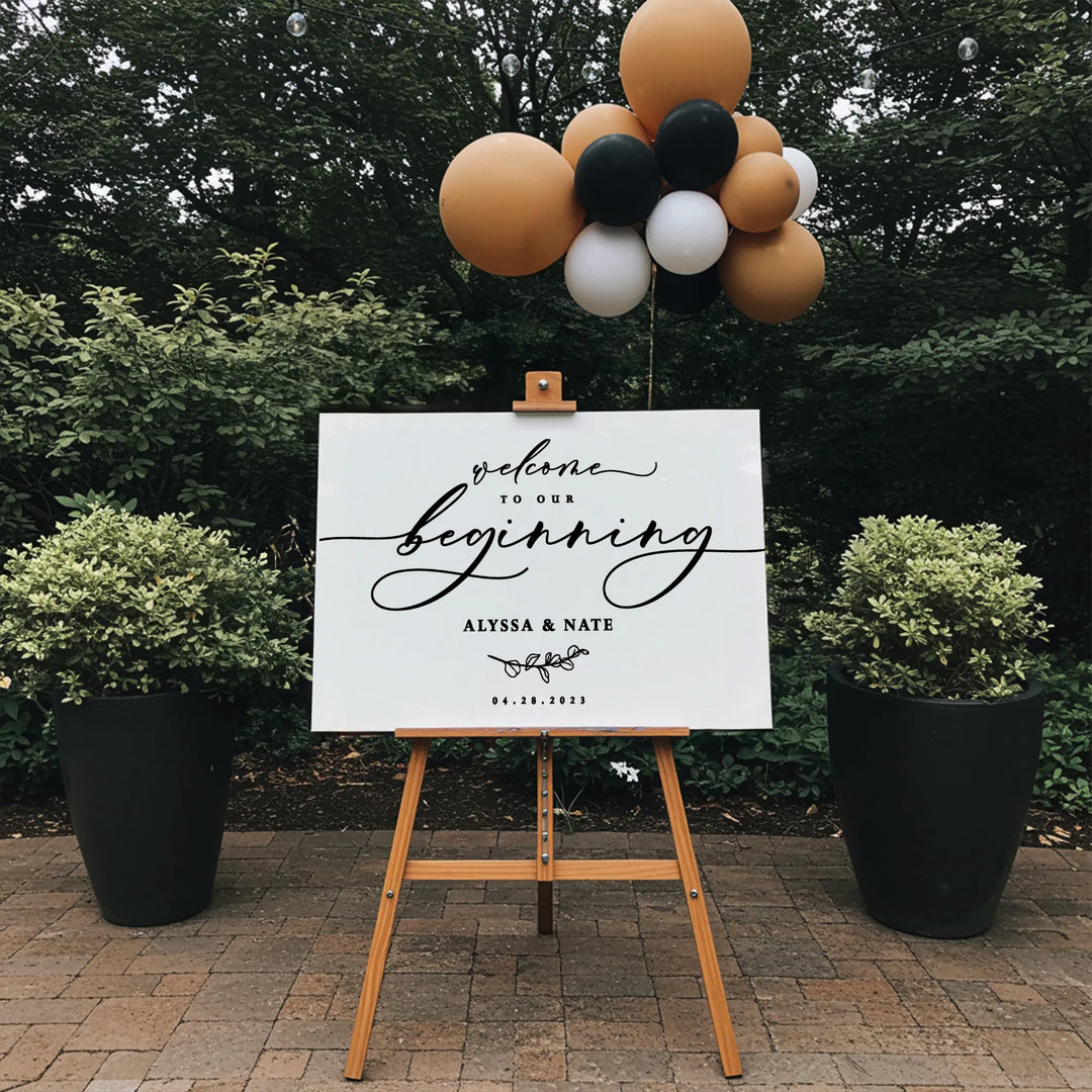 Our Beginning Wedding Welcome Sign - iCustomLabel