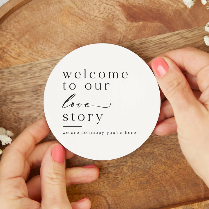 Our Love Story Wedding Coasters - iCustomLabel