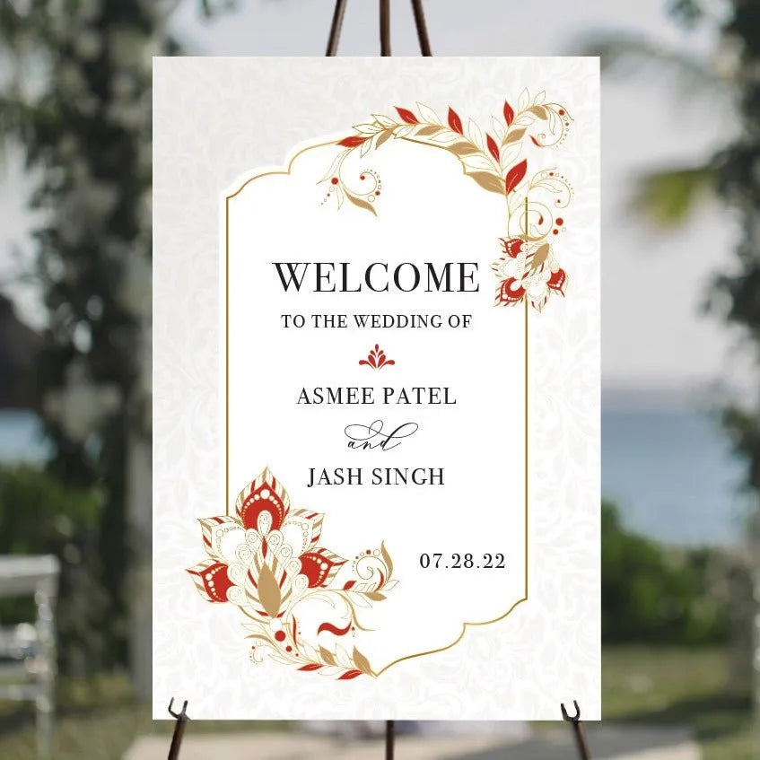 Paisley Indian Wedding Welcome Sign - iCustomLabel