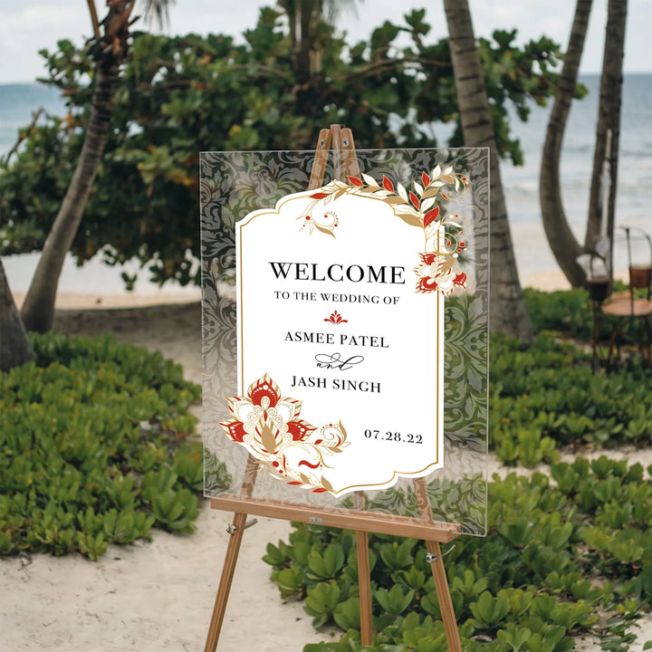 Paisley Indian Wedding Welcome Sign - iCustomLabel