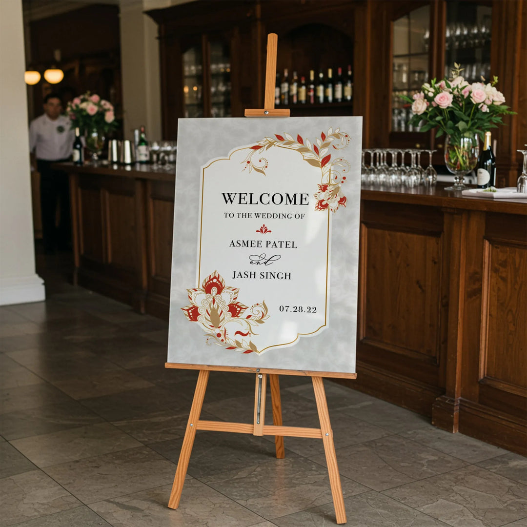 Paisley Indian Wedding Welcome Sign - iCustomLabel