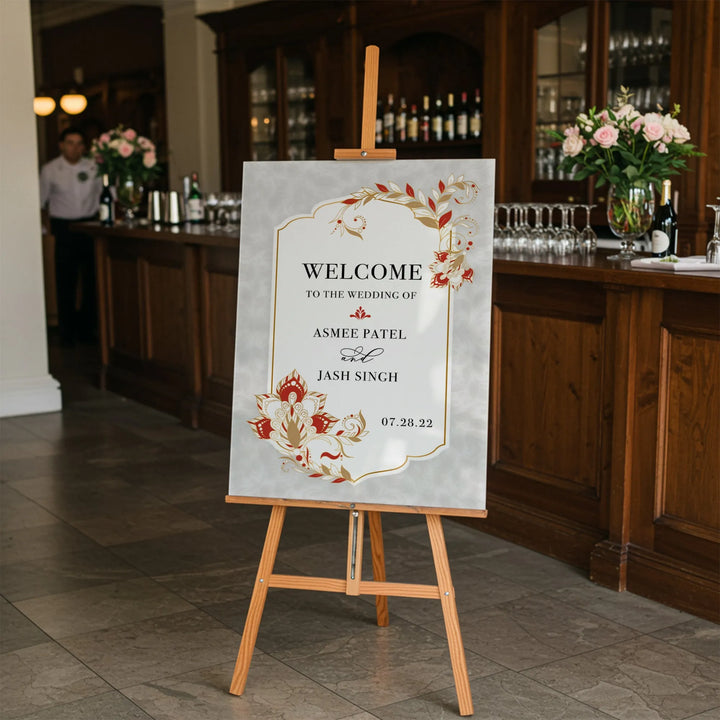 Paisley Indian Wedding Welcome Sign - iCustomLabel