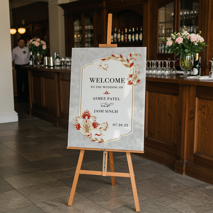 Paisley Indian Wedding Welcome Sign - iCustomLabel