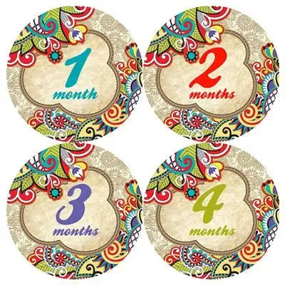 Paisley Pattern Baby Month Stickers - iCustomLabel