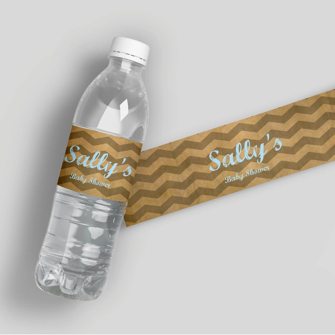 Paper Chevron Water Bottle Labels - iCustomLabel