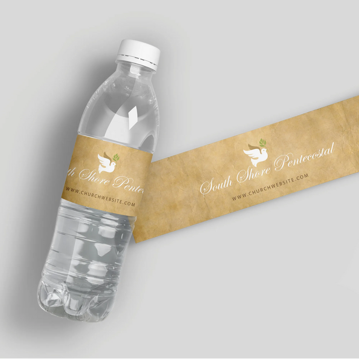 Paper Church Water Bottle Labels - iCustomLabel