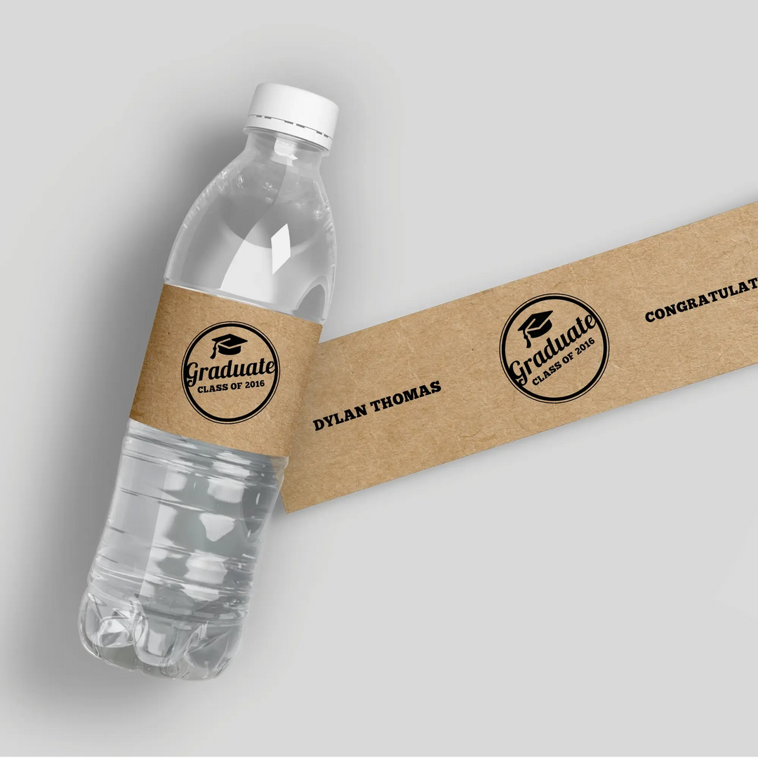 Paper Graduation Water Bottle Labels - iCustomLabel