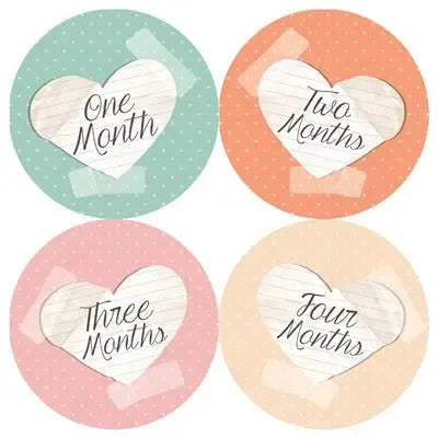 Paper Heart Baby Month Stickers - iCustomLabel