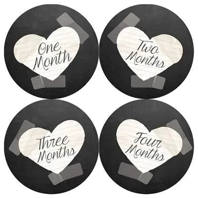 Paper Heart Chalkboard Baby Month Stickers - iCustomLabel