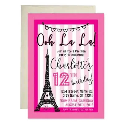 Paris Birthday Invitations - iCustomLabel