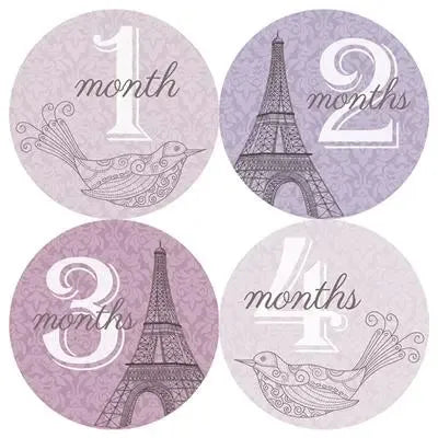 Paris Purple Baby Month Stickers - iCustomLabel