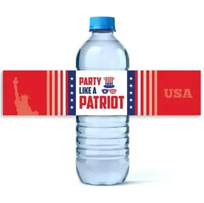Party Like A Patriot Water Bottle Labels - iCustomLabel