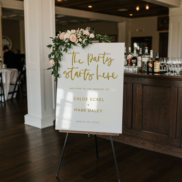 Party Starts Here Wedding Welcome Sign - iCustomLabel