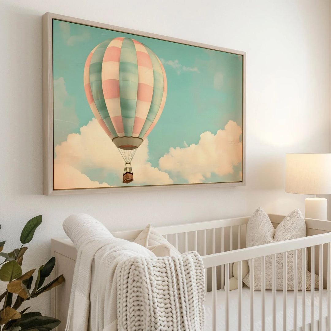 Pastel Air Balloon Nursery Poster – Soft Sky Wall Art for Kids Room - iCustomLabel