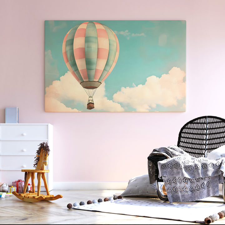 Pastel Air Balloon Nursery Poster – Soft Sky Wall Art for Kids Room - iCustomLabel