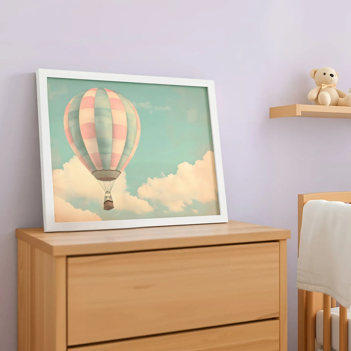 Pastel Air Balloon Nursery Poster – Soft Sky Wall Art for Kids Room - iCustomLabel