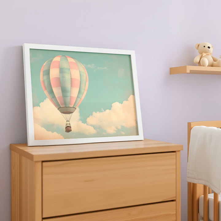 Pastel Air Balloon Nursery Poster – Soft Sky Wall Art for Kids Room - iCustomLabel
