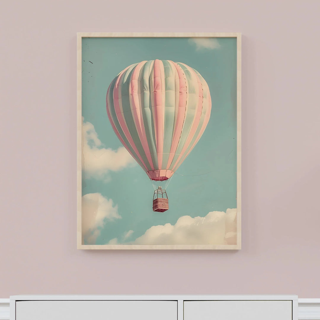 Pastel Air Balloon Poster – Vintage Hot Air Balloon Nursery Wall Art - iCustomLabel