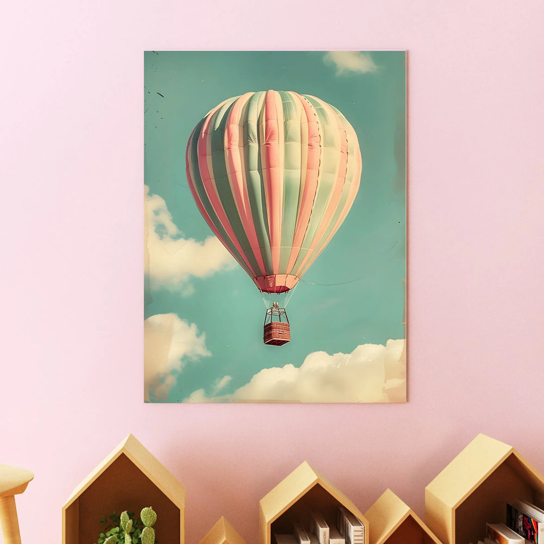 Pastel Air Balloon Poster – Vintage Hot Air Balloon Nursery Wall Art - iCustomLabel