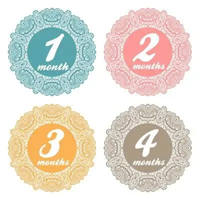 Pastel Lace Baby Month Stickers - iCustomLabel
