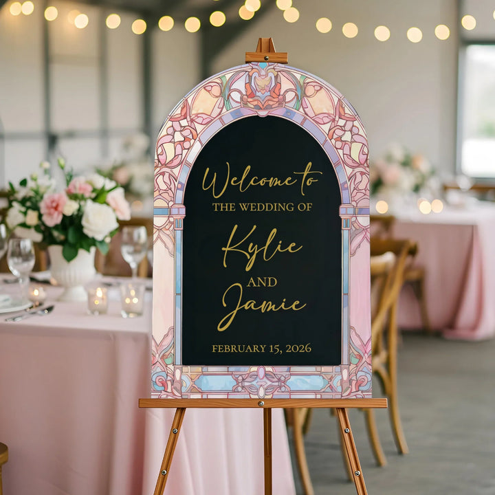 Pastels Stained Glass Wedding Welcome Sign