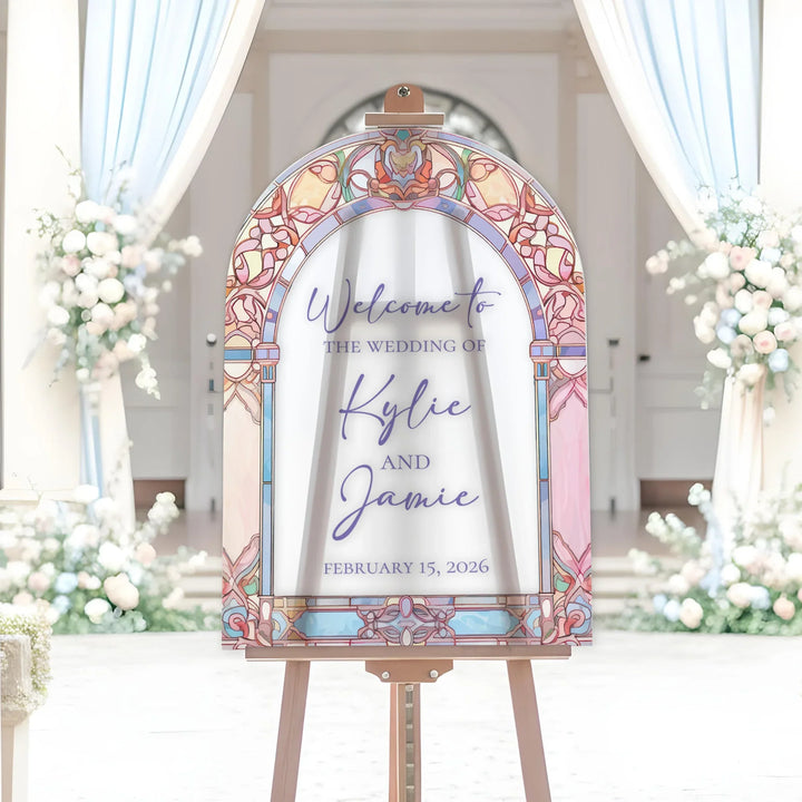 Pastels Stained Glass Wedding Welcome Sign