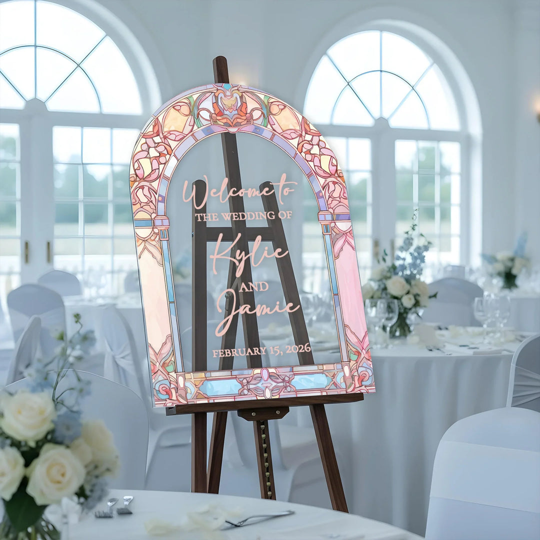 Pastels Stained Glass Wedding Welcome Sign