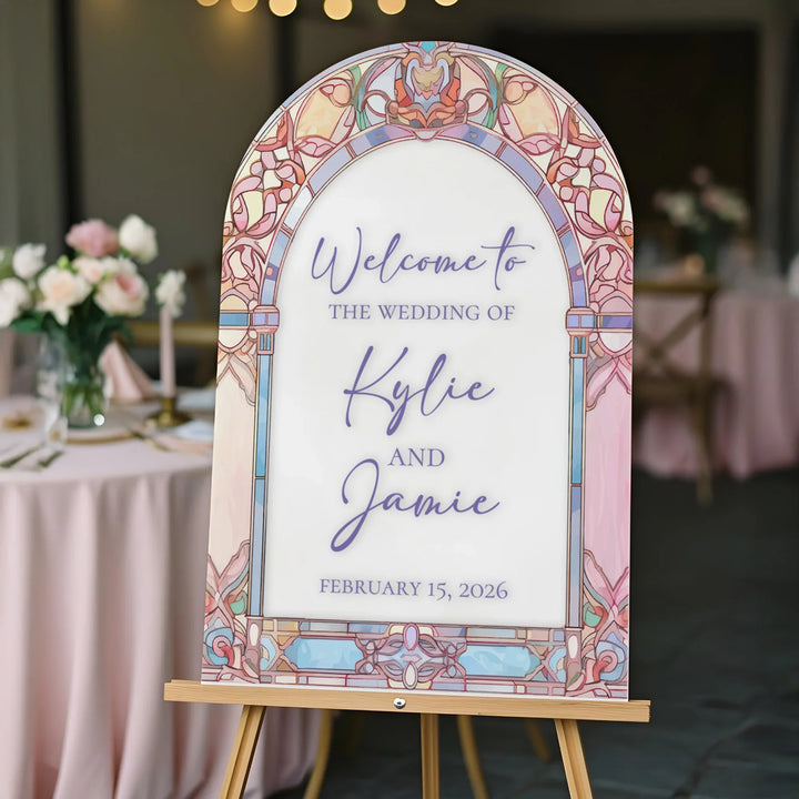 Pastels Stained Glass Wedding Welcome Sign