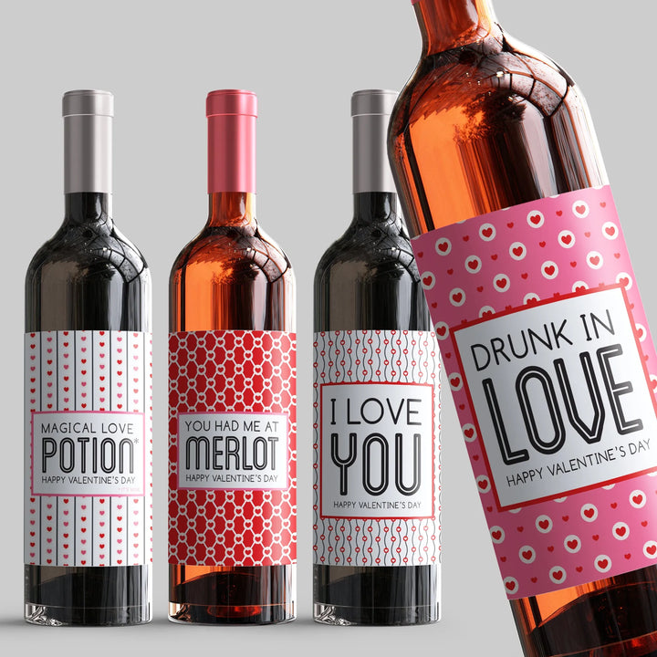 Pattern Valentine Wine Label Set - iCustomLabel