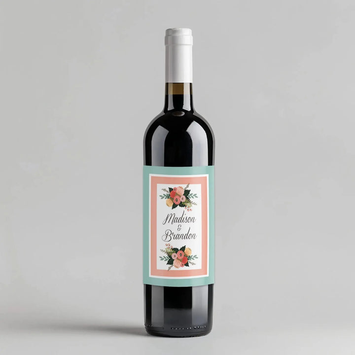 Peach Mint Script Wine Label - iCustomLabel