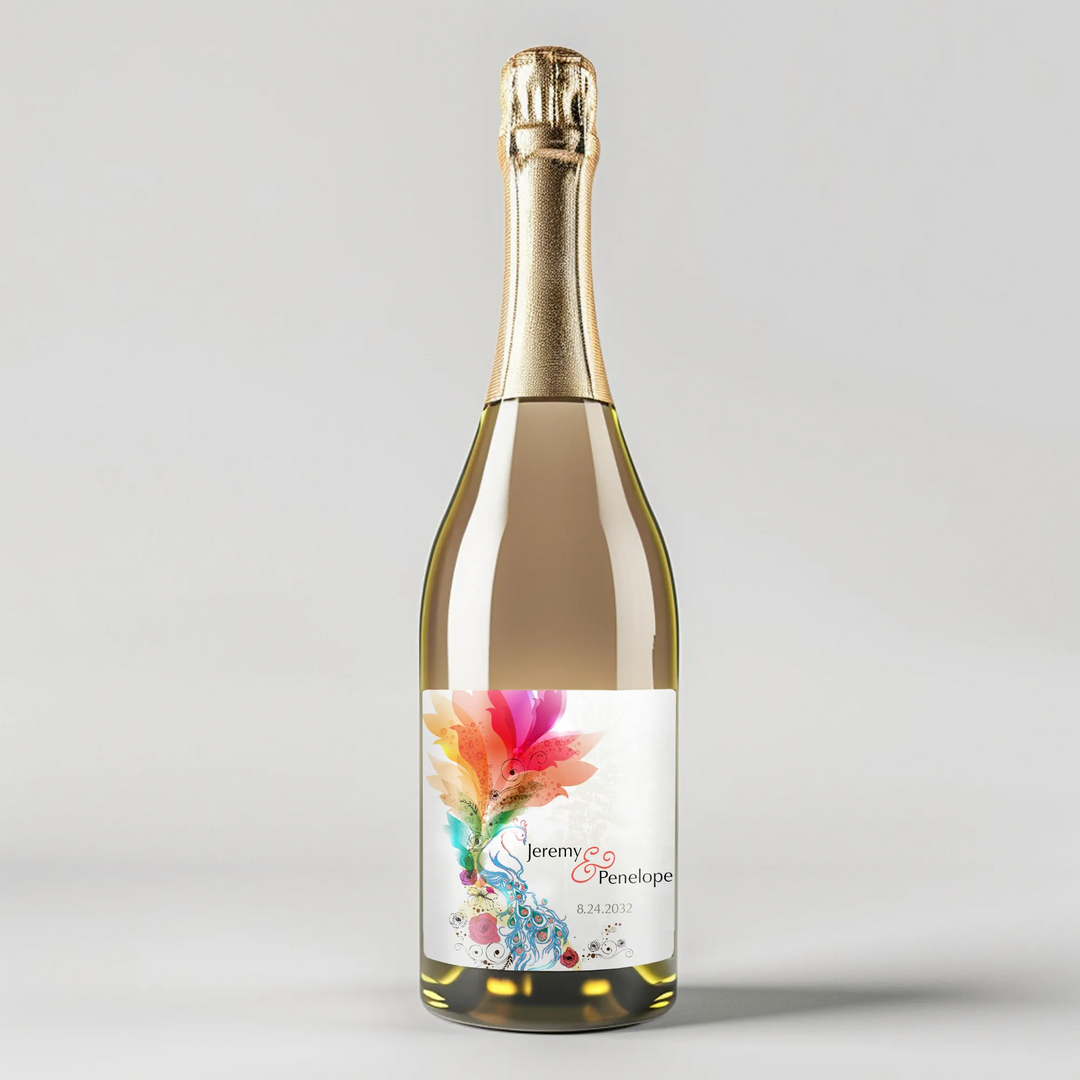 Peacock Champagne Label - iCustomLabel