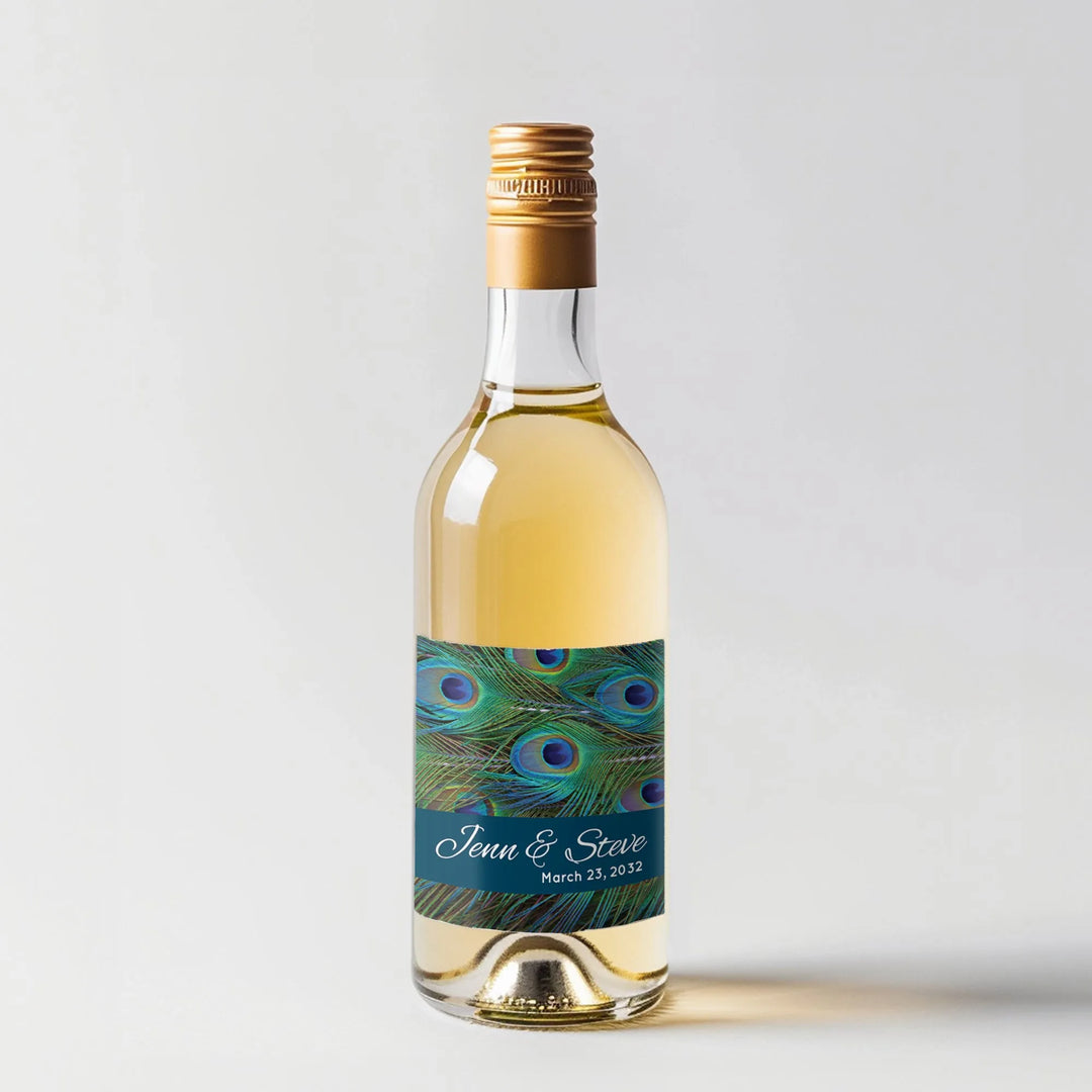 Peacock Feathers Mini Wine Label - iCustomLabel