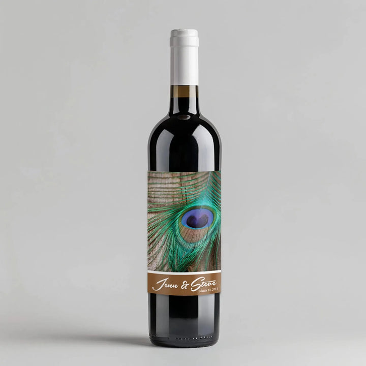 Peacock Wood Wine Label - iCustomLabel