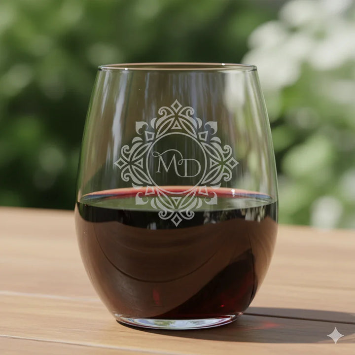 Personalized 9oz Stemless Wine Glass - Custom Engraved Glassware - iCustomLabel