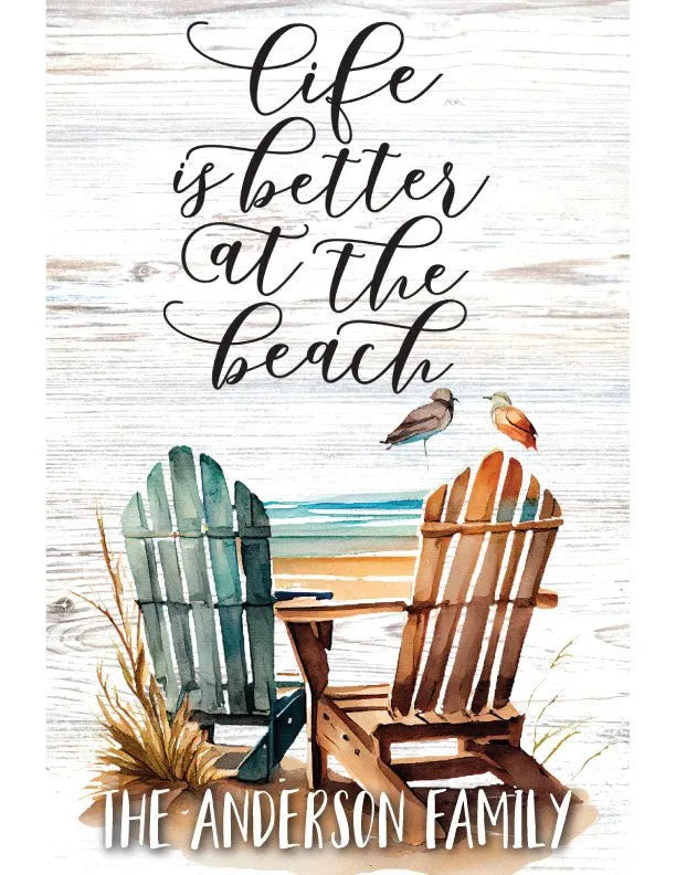 Personalized Beach Chairs Metal Garden Flag - iCustomLabel