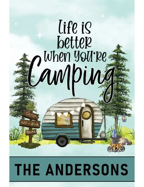 Personalized Camping Metal Garden Flag - iCustomLabel