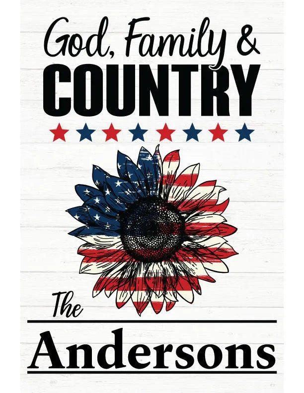 Personalized God Family Country Metal Garden Flag - iCustomLabel