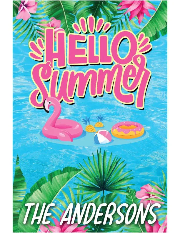 Personalized Hello Summer Metal Garden Flag - iCustomLabel