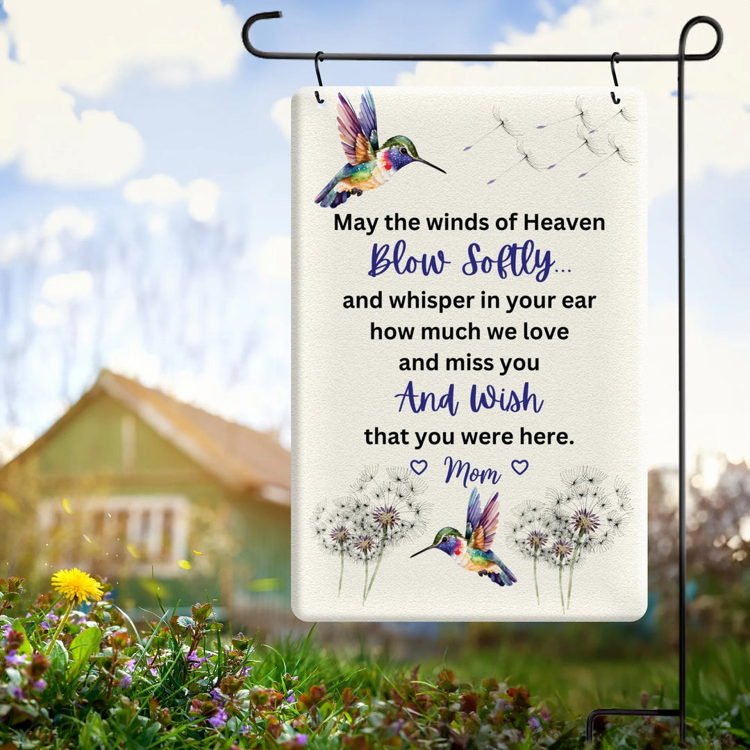 Personalized Hummingbird Memorial Metal Garden Flag - iCustomLabel