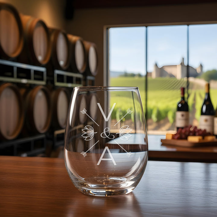 Personalized Monogrammed Wine Glass - Custom Family Name Glassware - iCustomLabel