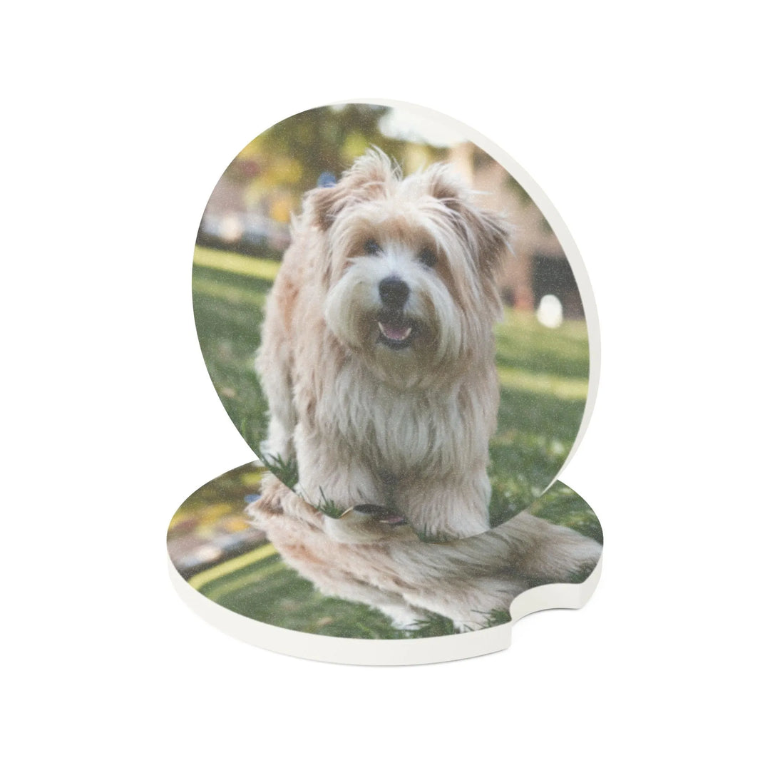 Personalized Pet Photo Soapstone Car Coaster - Cute Dog Lover Accessory - iCustomLabel