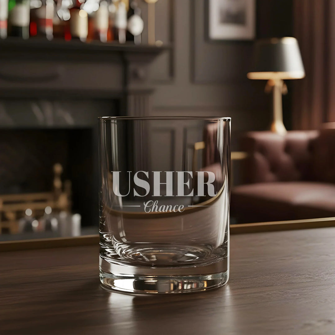 personalized-usher-whiskey-glass-custom-engraved-rocks-glass-icustomlabel-1 - iCustomLabel