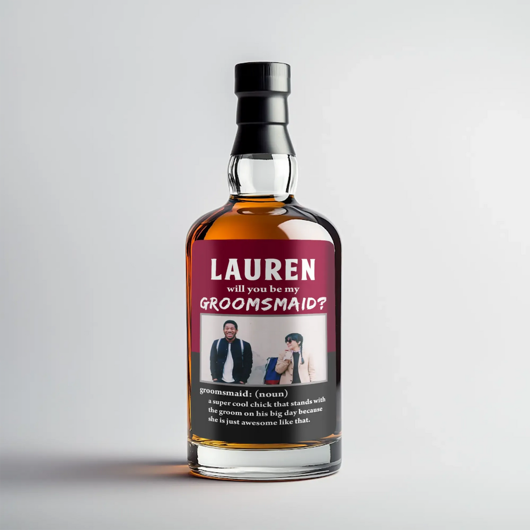 Photo Definition Groomsmaid Liquor Label - iCustomLabel